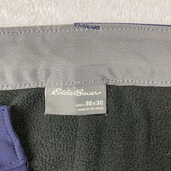 Eddie Bauer Mens 36x30 Fleece Lined Tech Pants Navy Nylon Stretch Hiking Outdoor - Picture 2 of 11